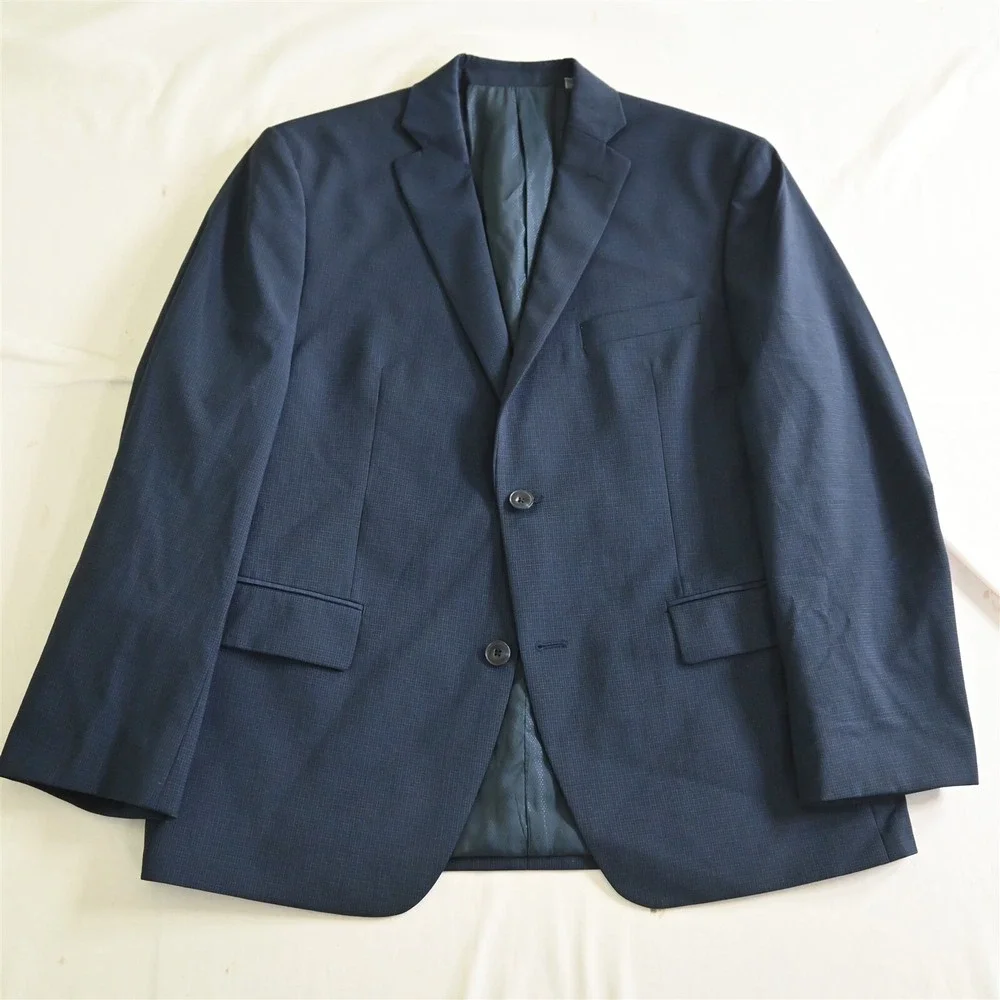 Michael Kors 40S‎ Navy Blue Check Wool Mens Blazer Sport Coat Jacket